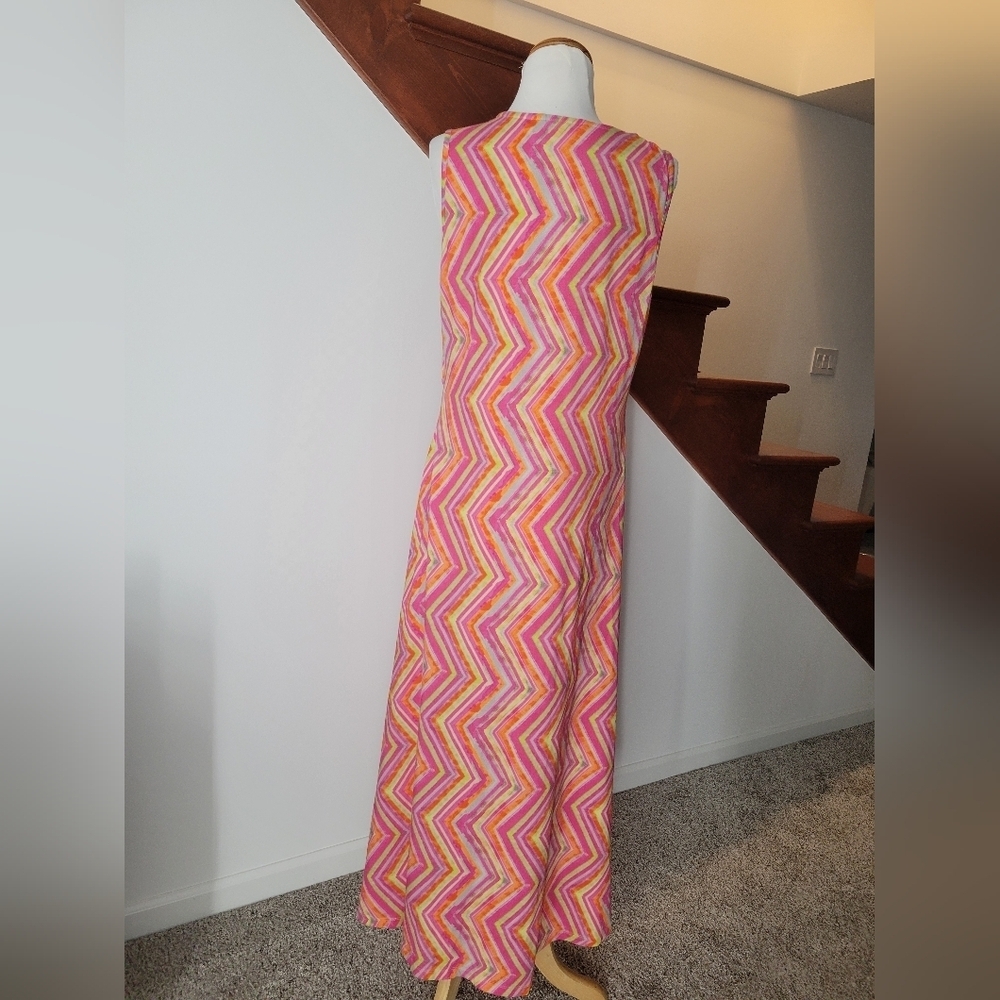 Soft‎ Surroundings Giselli Dress Sleeveless V-Neck Chevron Zigzag Size M - Picture 8 of 9